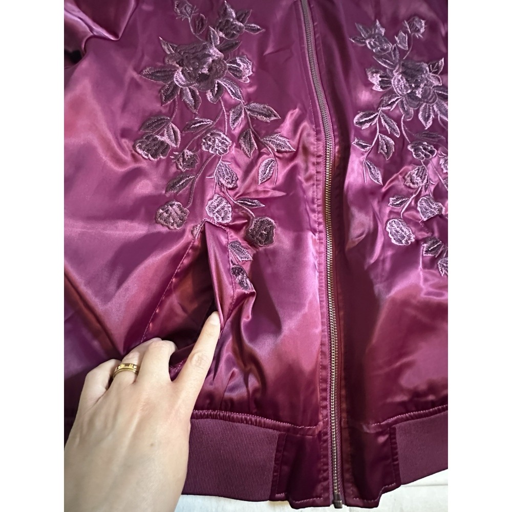Torrid Purple Satin Embroidered Bomber Jacket - Women's Blazer - Picture 5 of 12